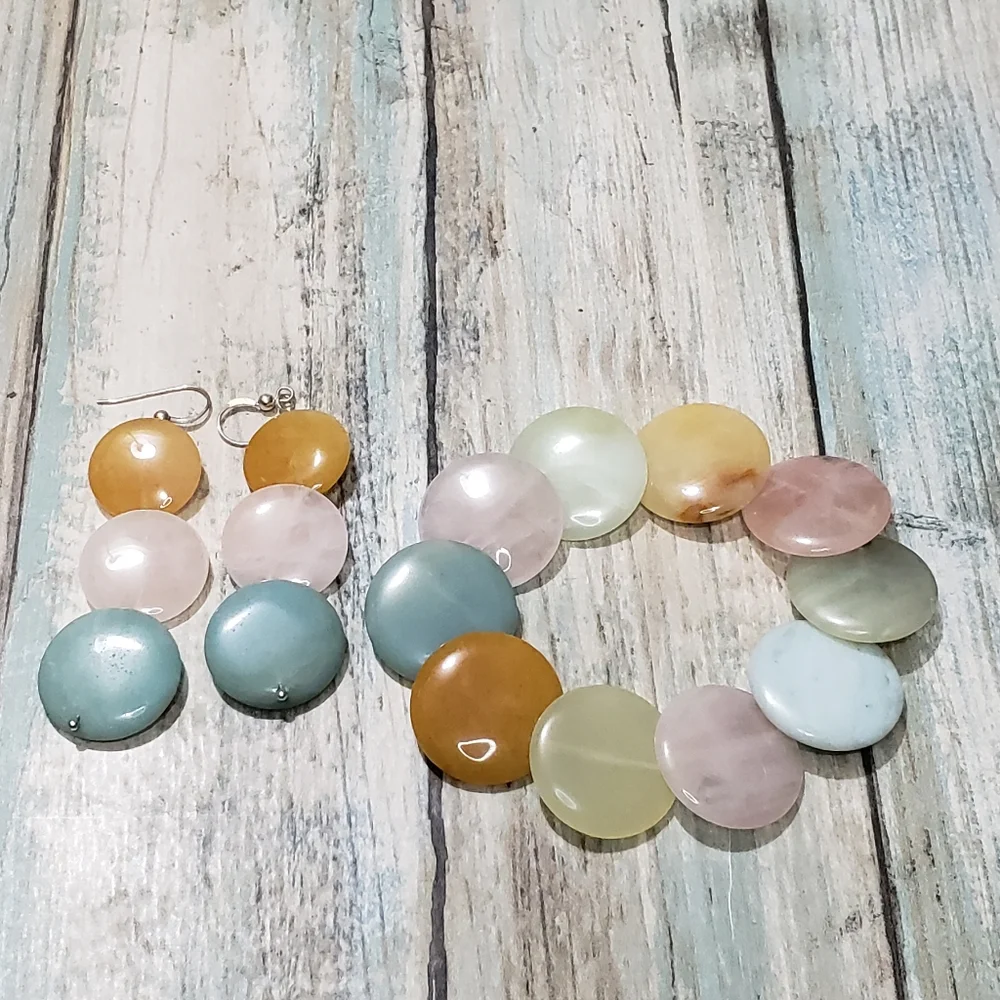 Multistones Set Bracelet and Earrings! - Picture 1 of 8